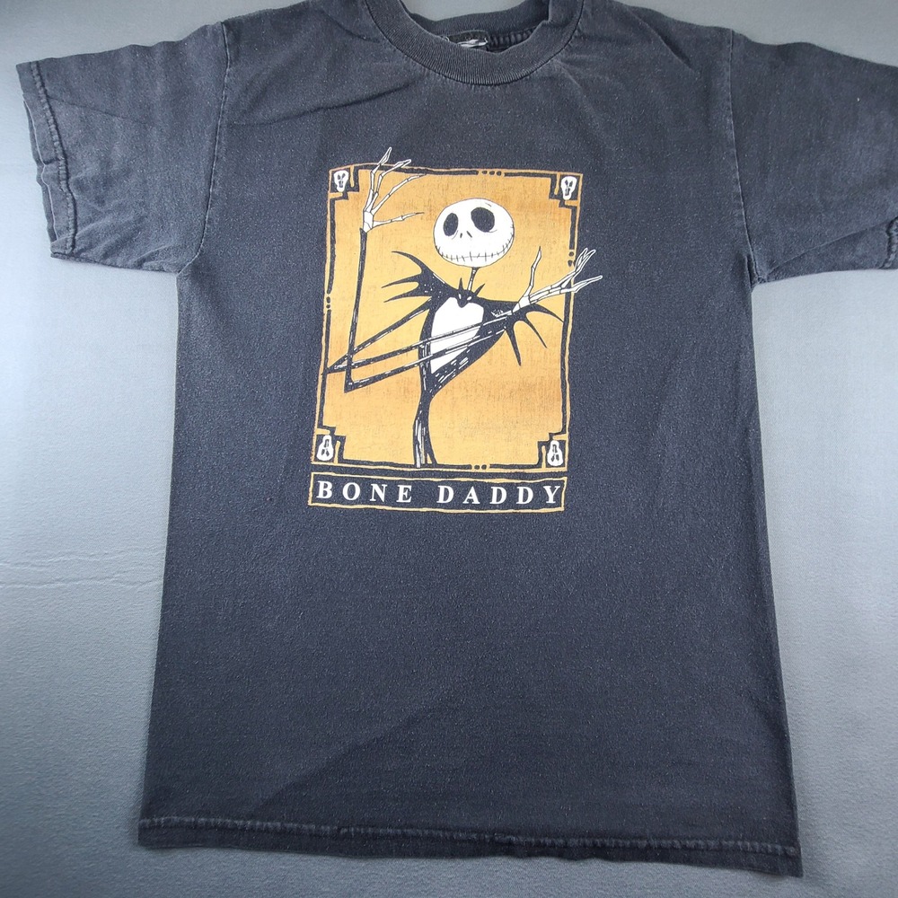 Vintage Bone Daddy The Nightmare Before Christmas T-Shirt Mens Black Graphic Tee